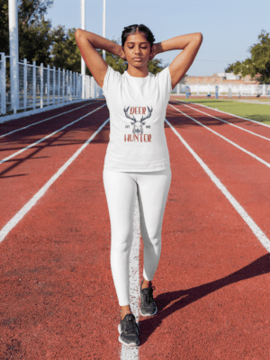 activewear mockup of a female athlete wearing a tee and leggings 31345